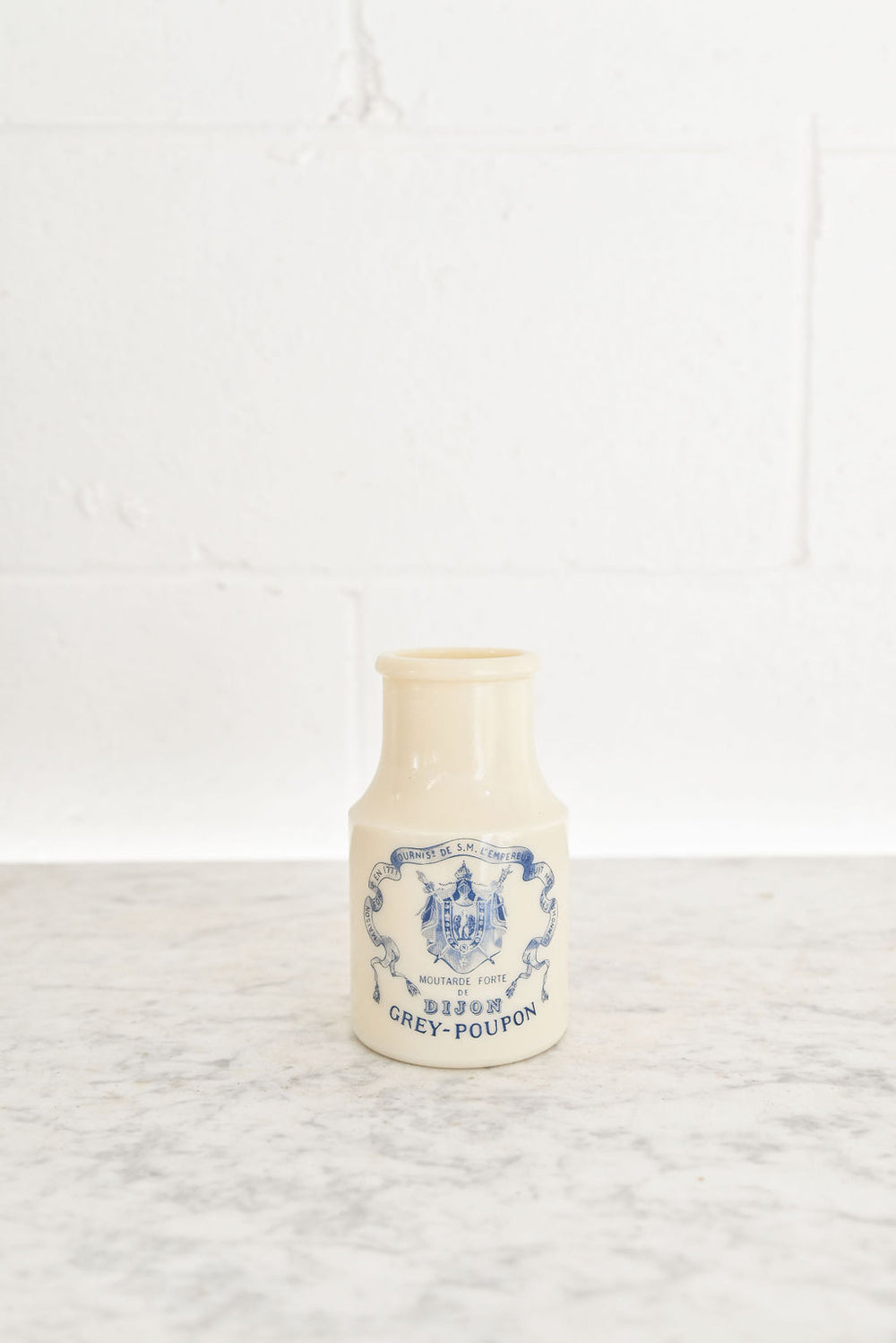 vintage milk glass "dijon grey-poupon" jar