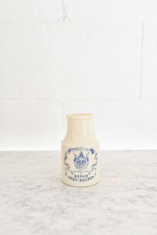 vintage milk glass "dijon grey-poupon" jar