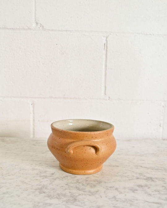 vintage French stoneware handled bowl