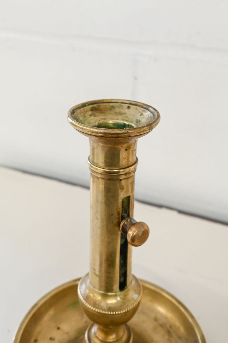 vintage brass candle holders, adjustable push up candlesticks