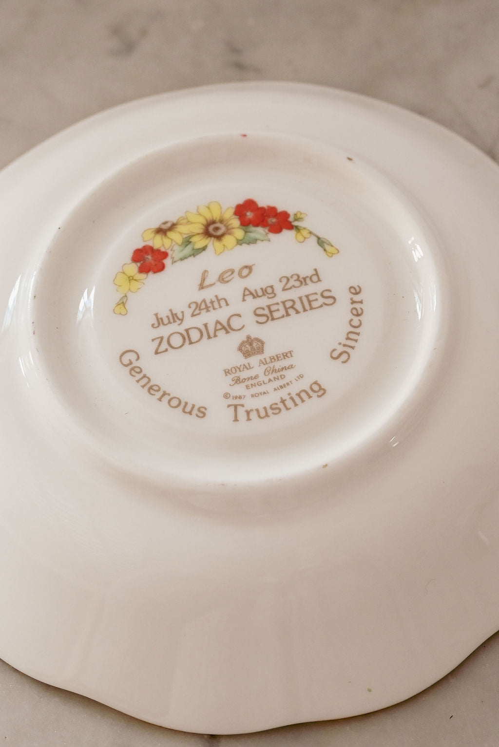 vintage royal albert zodiac series tea cup, "Leo"