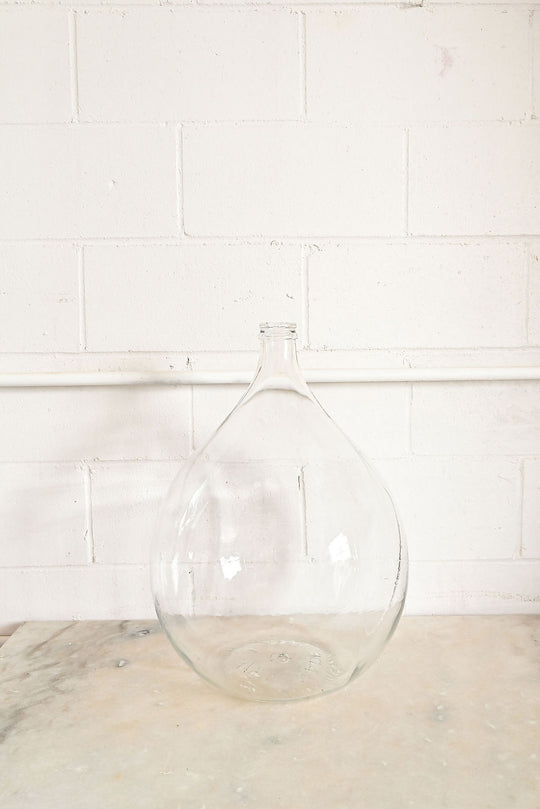 vintage italian clear demijohn, medium