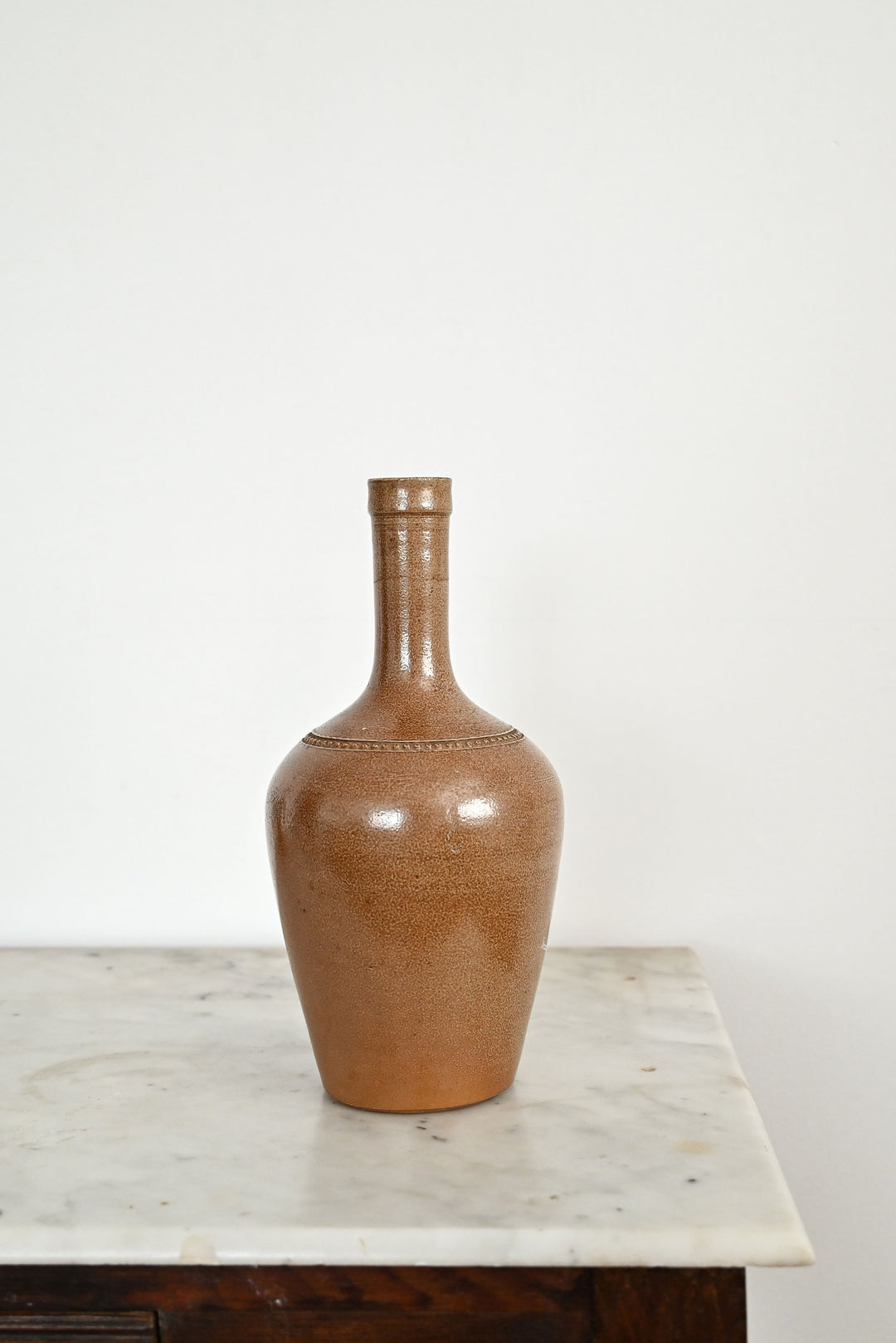 vintage french stoneware liquor bottle