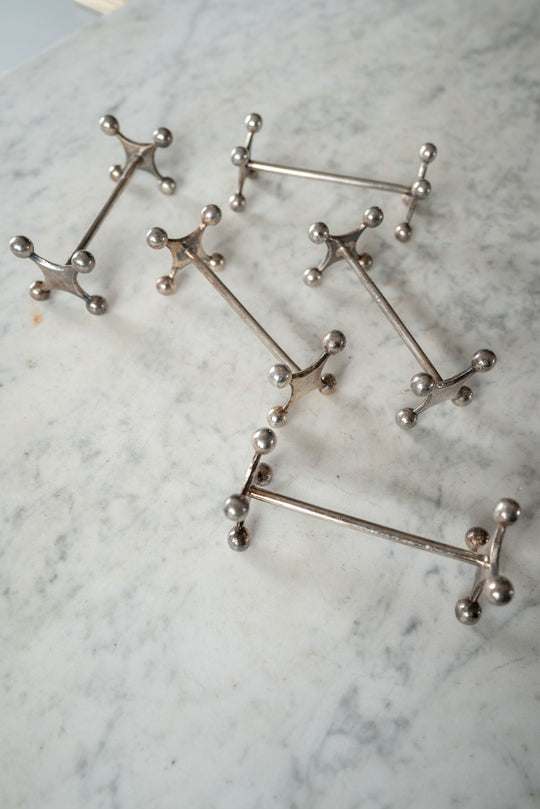vintage french silver plate knife rests, set of 5