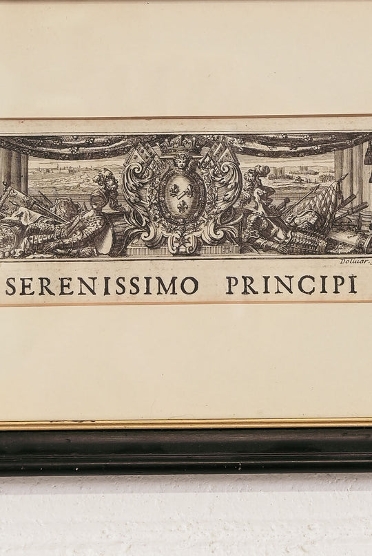 antique engraving "serenissimo principi"