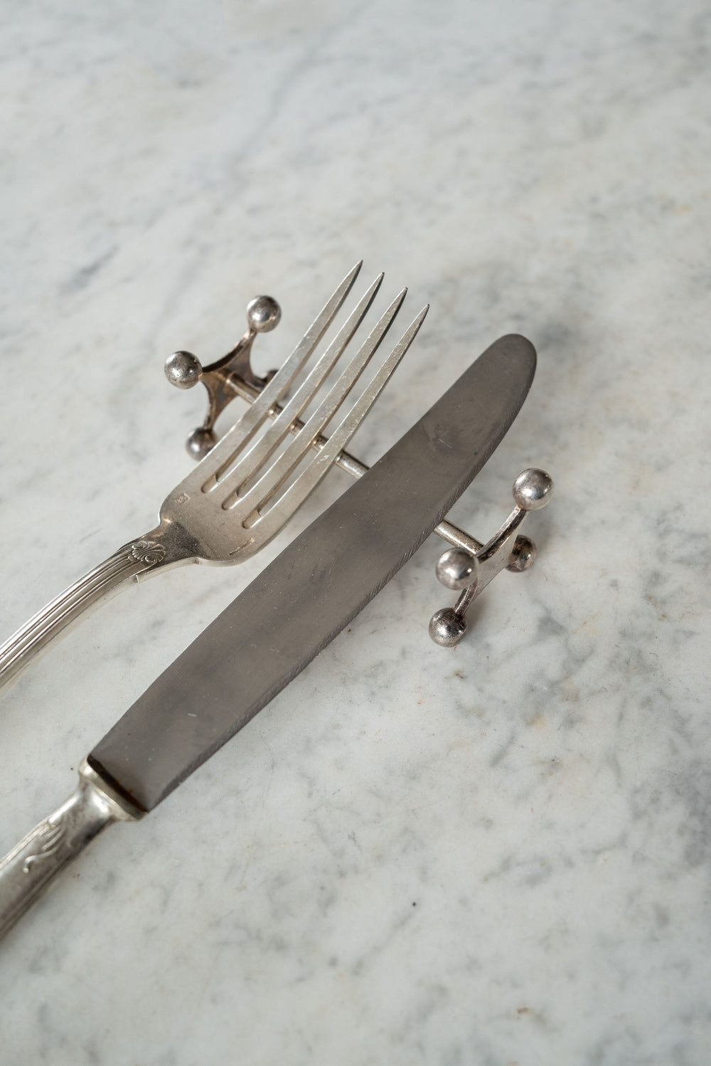 vintage french silver plate knife rests, set of 5