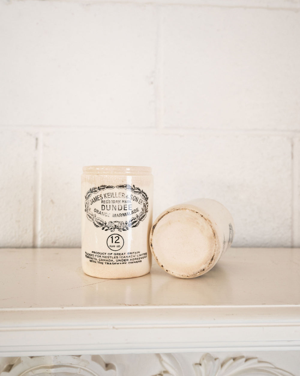 antique english Dundee Marmalade advertising stoneware jar