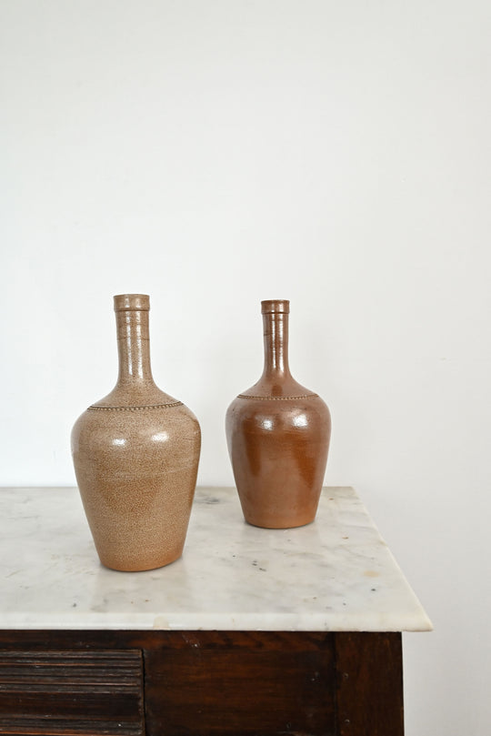 vintage french stoneware liquor bottle