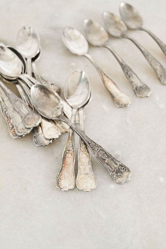 vintage french silverplate teaspoons, set of 18