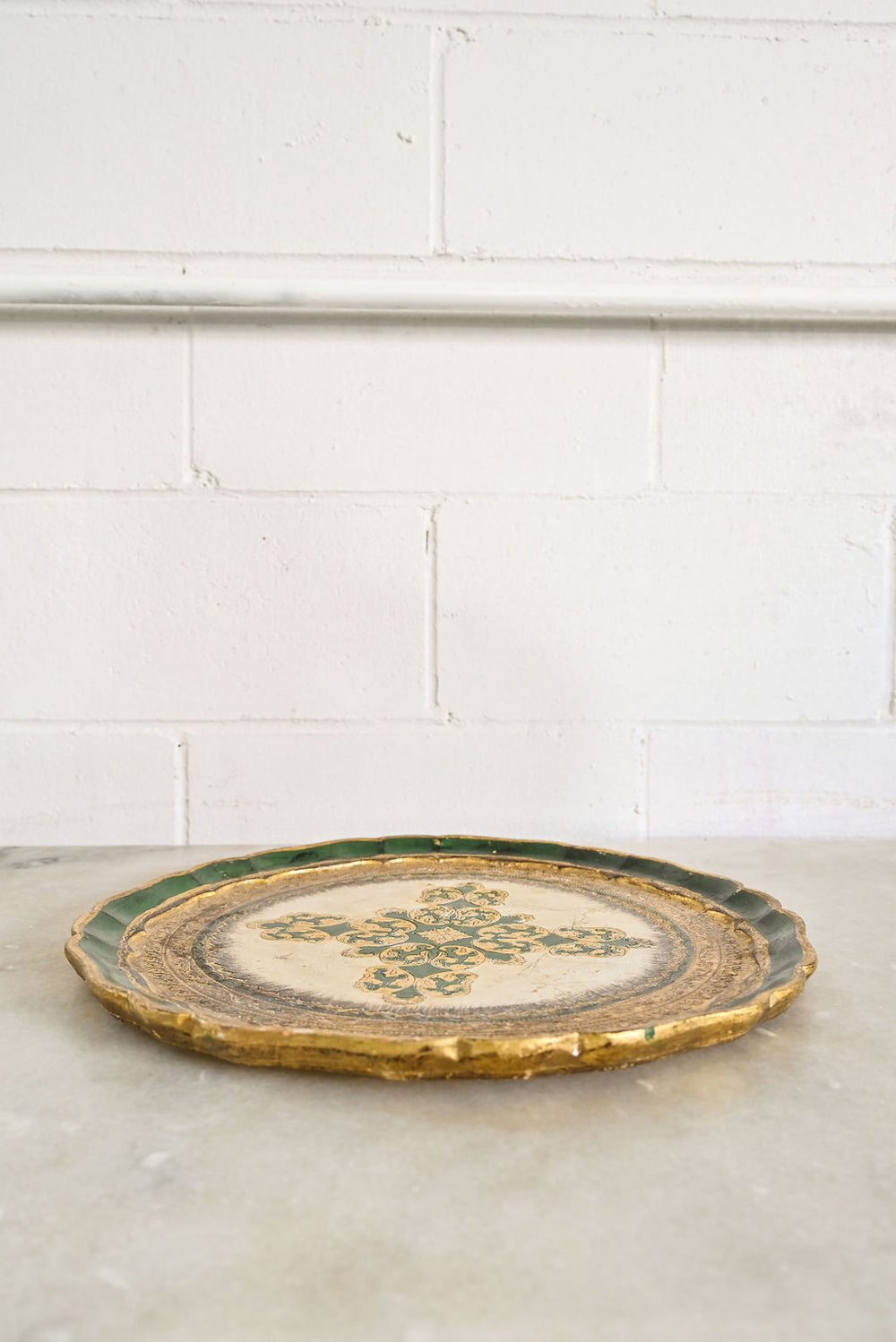 vintage italian round florentine tray