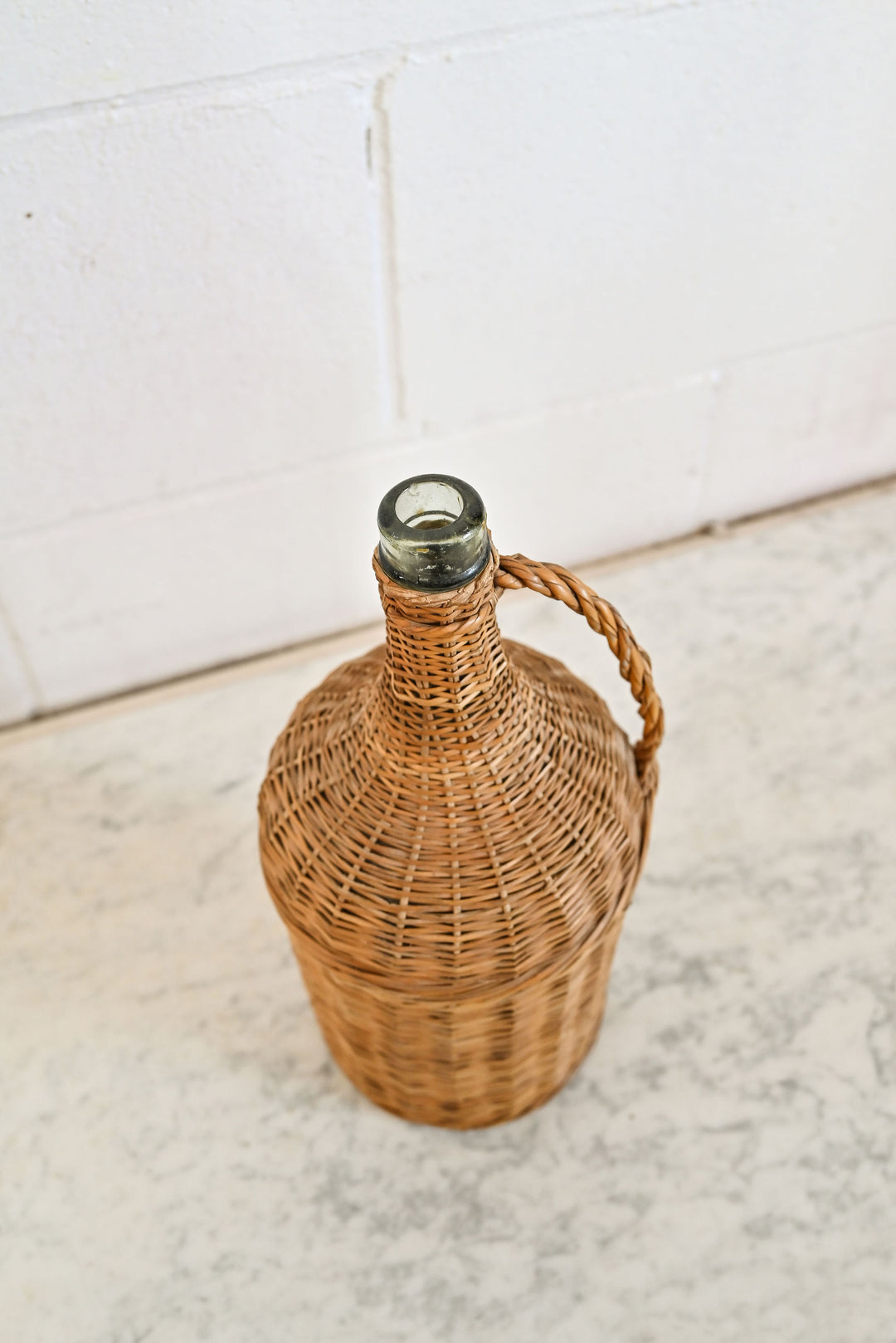 vintage french wicker wrapped demijohn