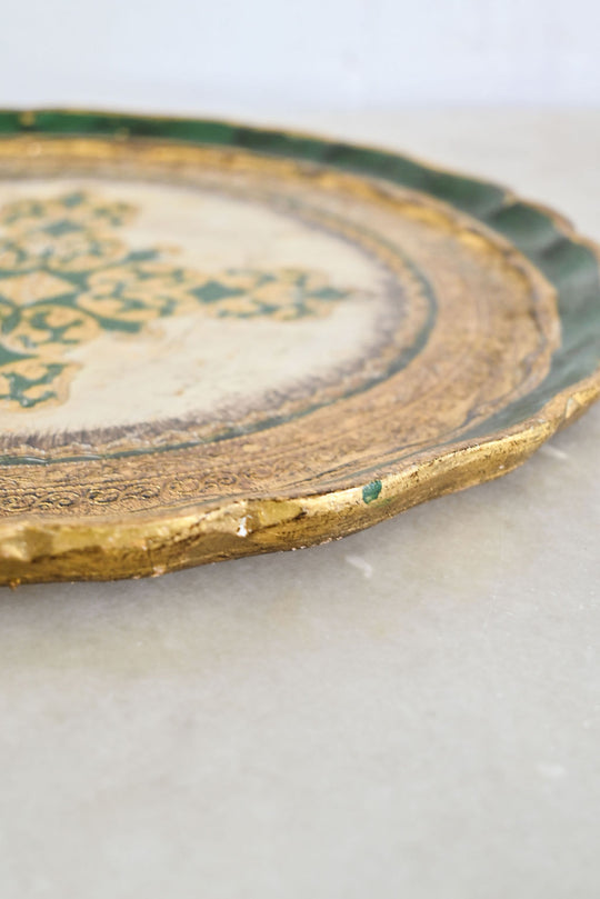 vintage italian round florentine tray