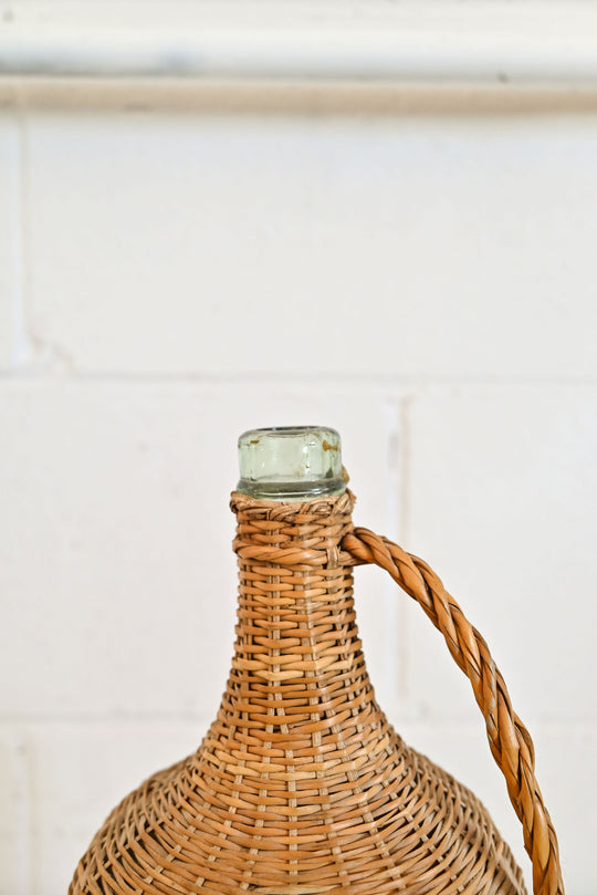 vintage french wicker wrapped demijohn