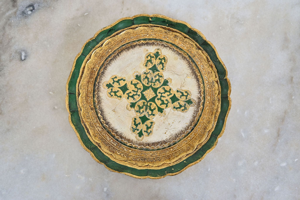 vintage italian round florentine tray