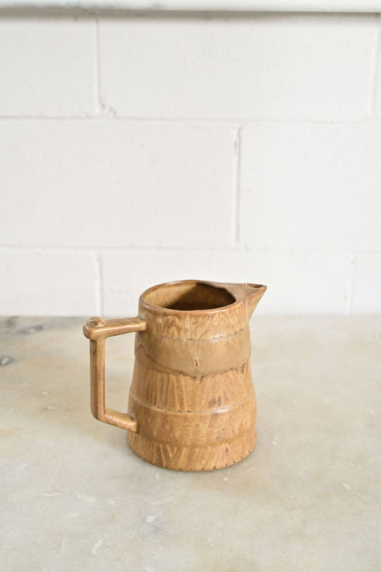 vintage french square handled pottery pitcher