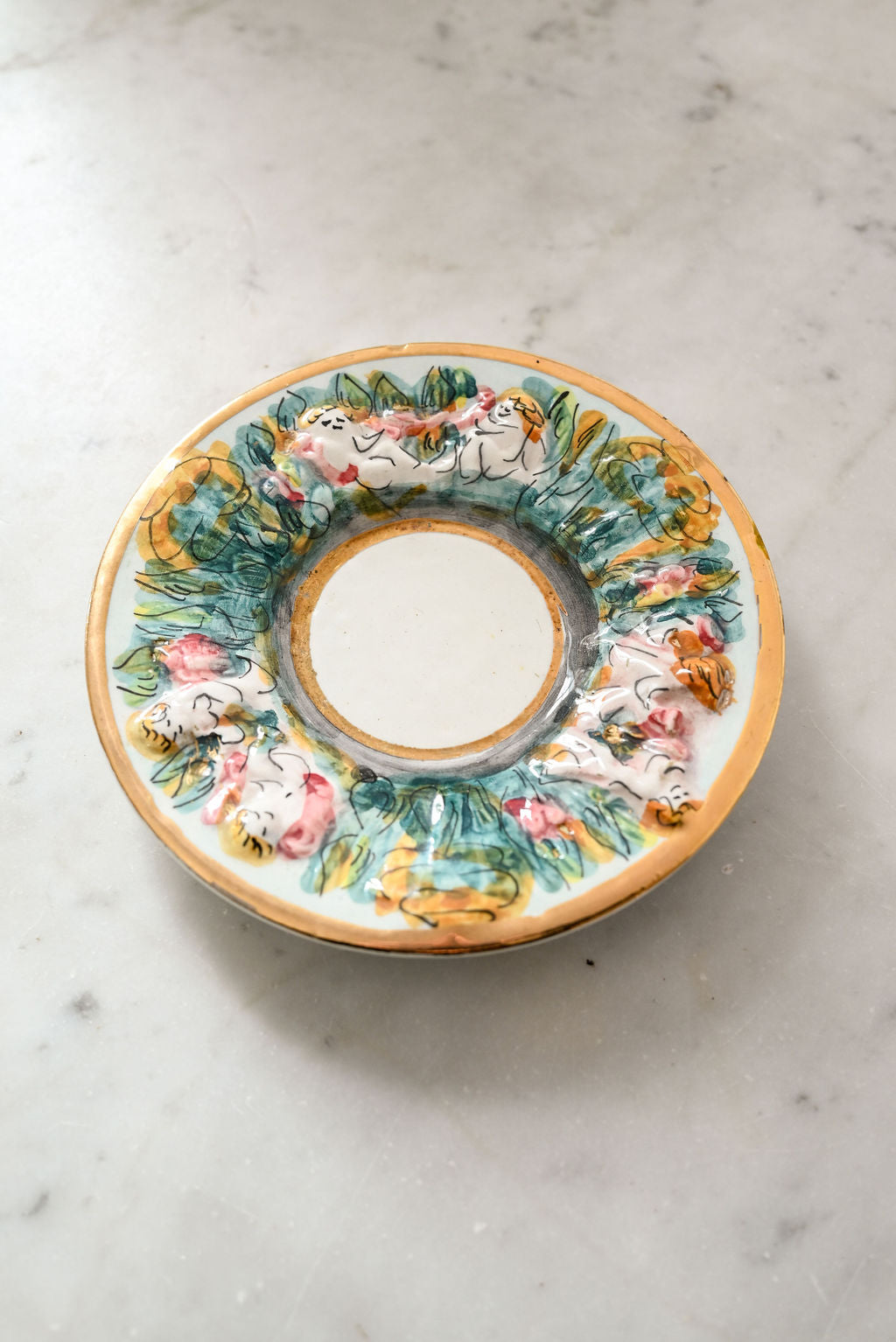 vintage italian capodimonte tea cups and saucers, set of 4