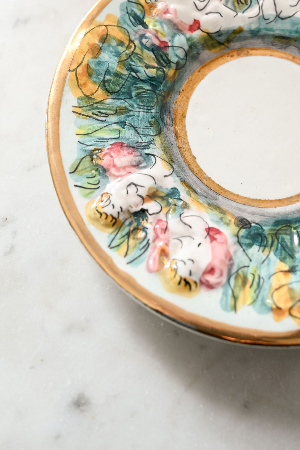 vintage italian capodimonte tea cups and saucers, set of 4