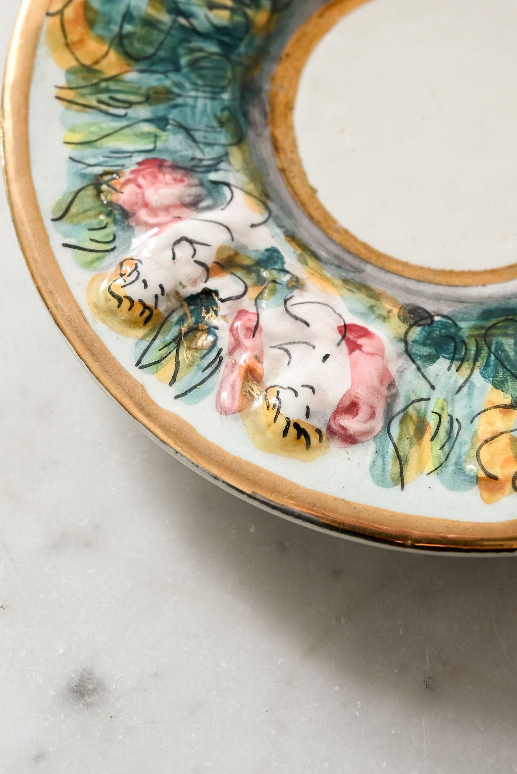 vintage italian capodimonte tea cups and saucers, set of 4