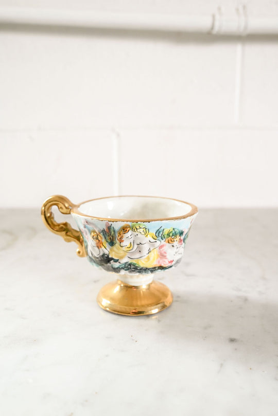 vintage italian capodimonte tea cups and saucers, set of 4