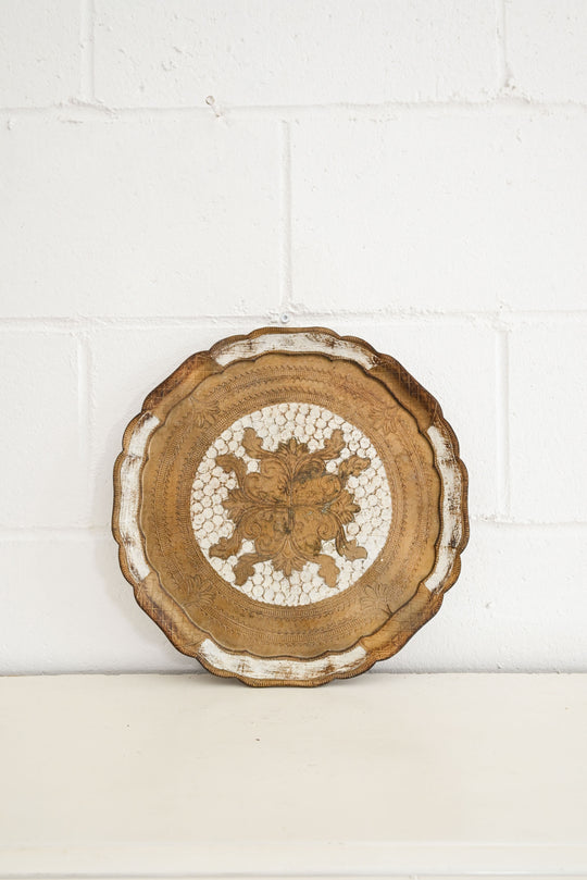 vintage round florentine tray