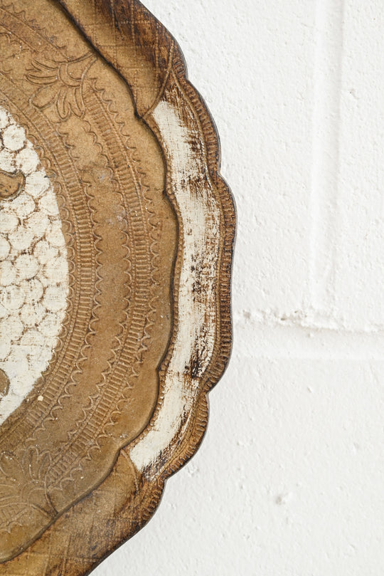 vintage round florentine tray