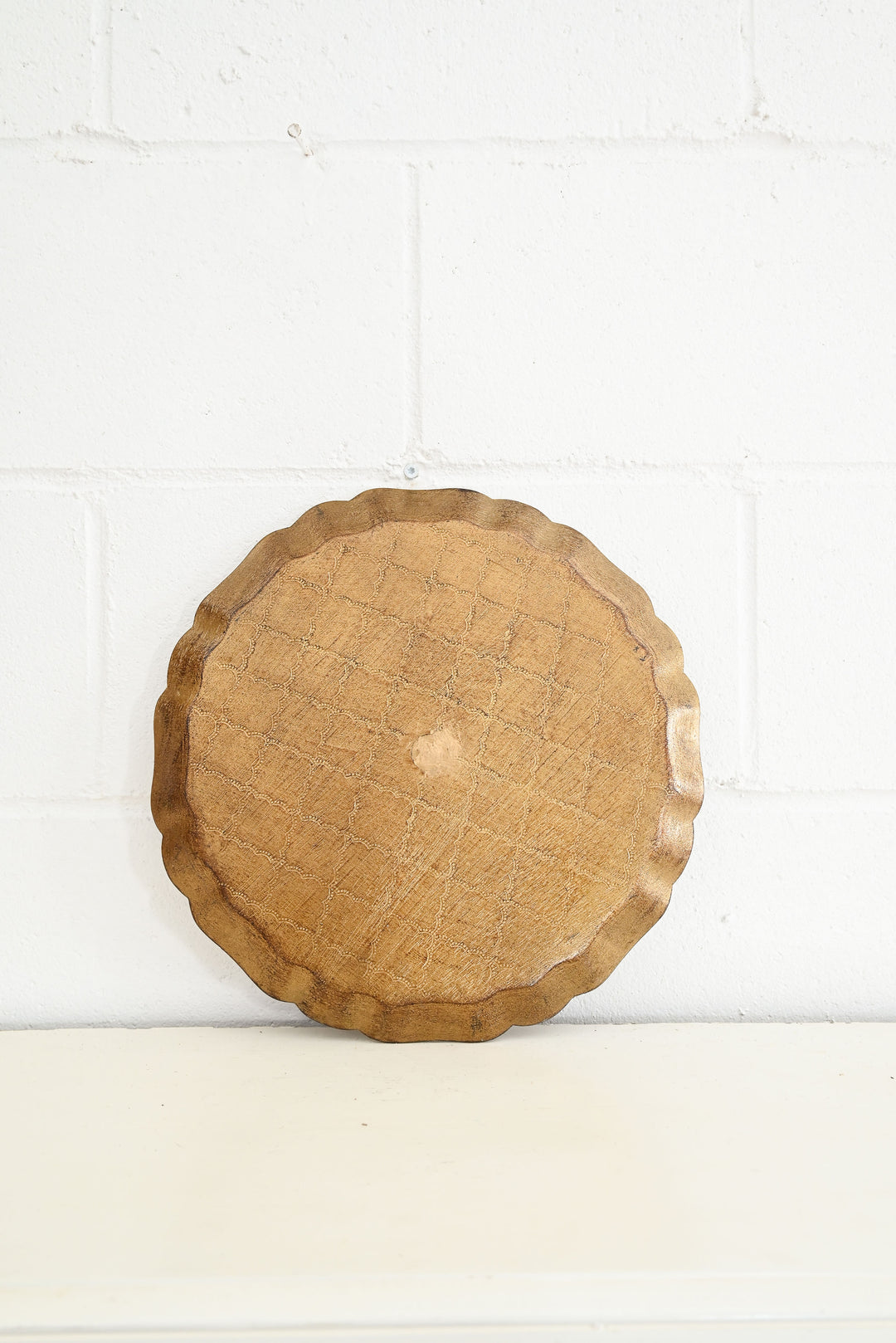 vintage round florentine tray