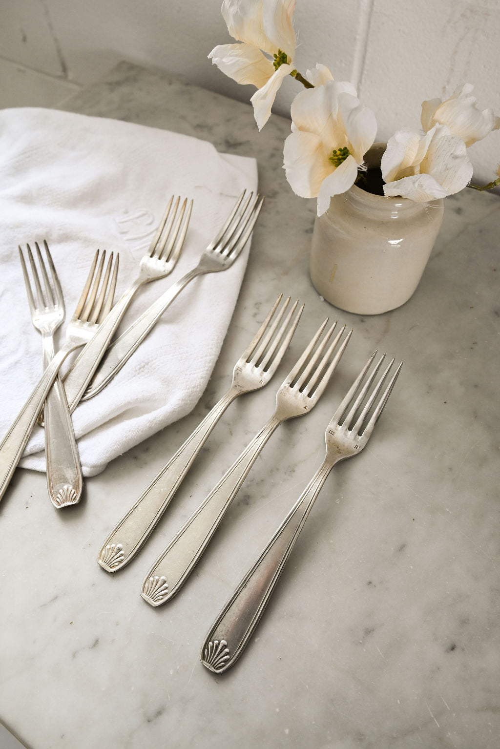 vintage french silver plate flatware, set of 10
