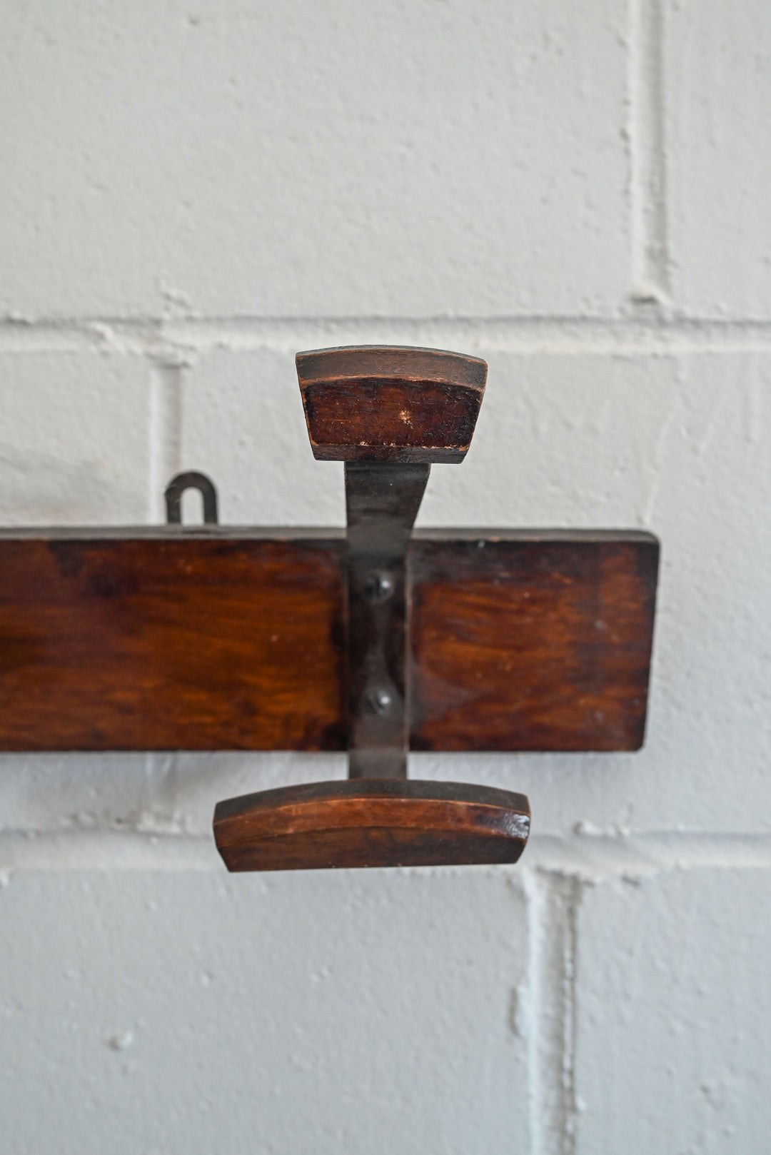 vintage french wood and metal wall hooks