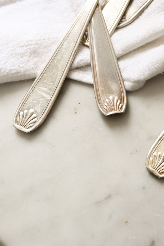 vintage french silver plate flatware, set of 10