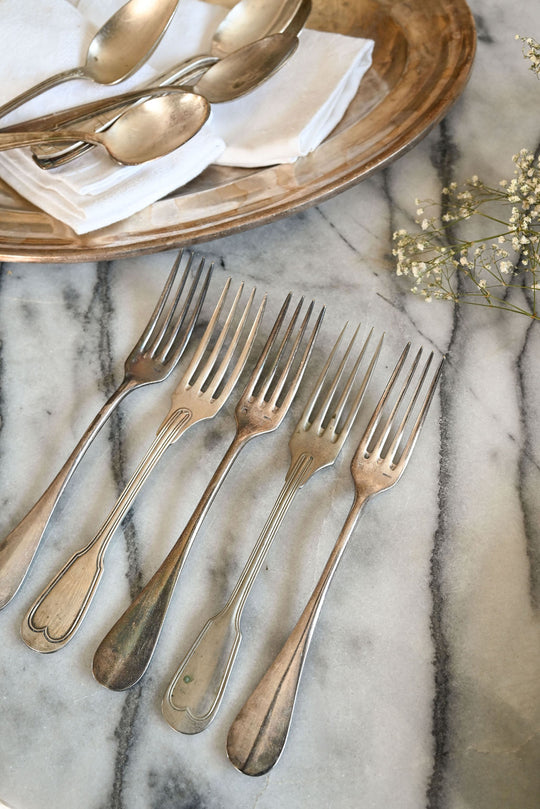 eclectic set of 10 vintage french forks and spoons