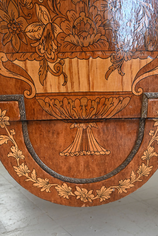 vintage italian marble topped commode with inlaid wood