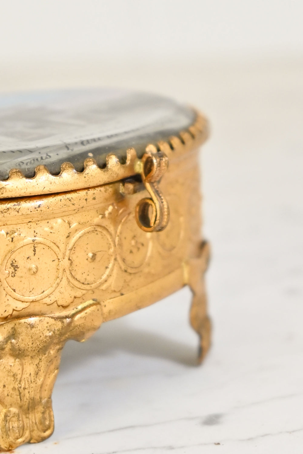 antique french "arc de triomphe" glass and ormulou bijoux casket