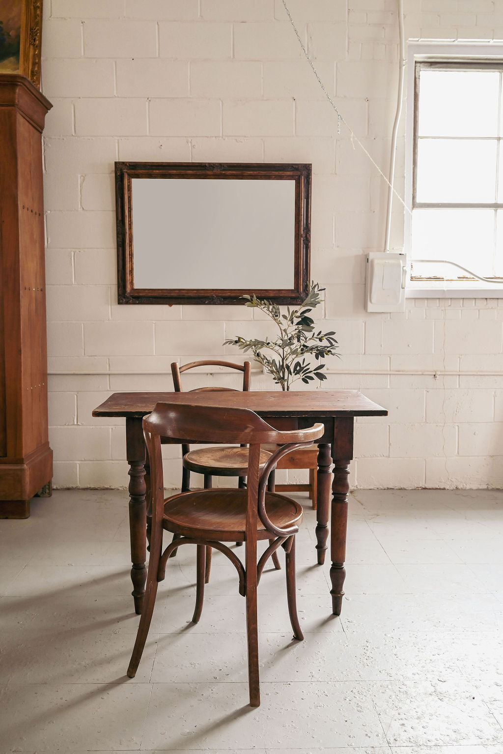 vintage large carved wood framed mirror
