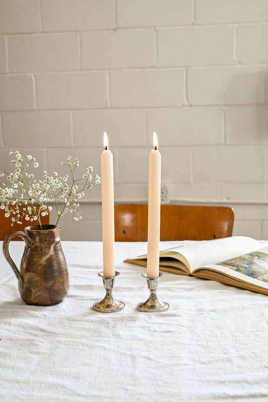 vintage pair of silverplate candlesticks
