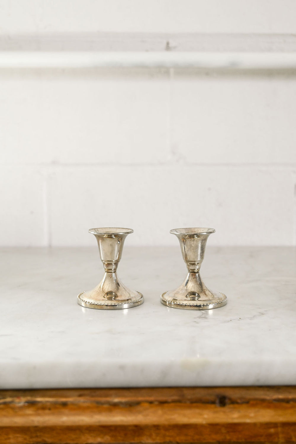 vintage pair of silverplate candlesticks
