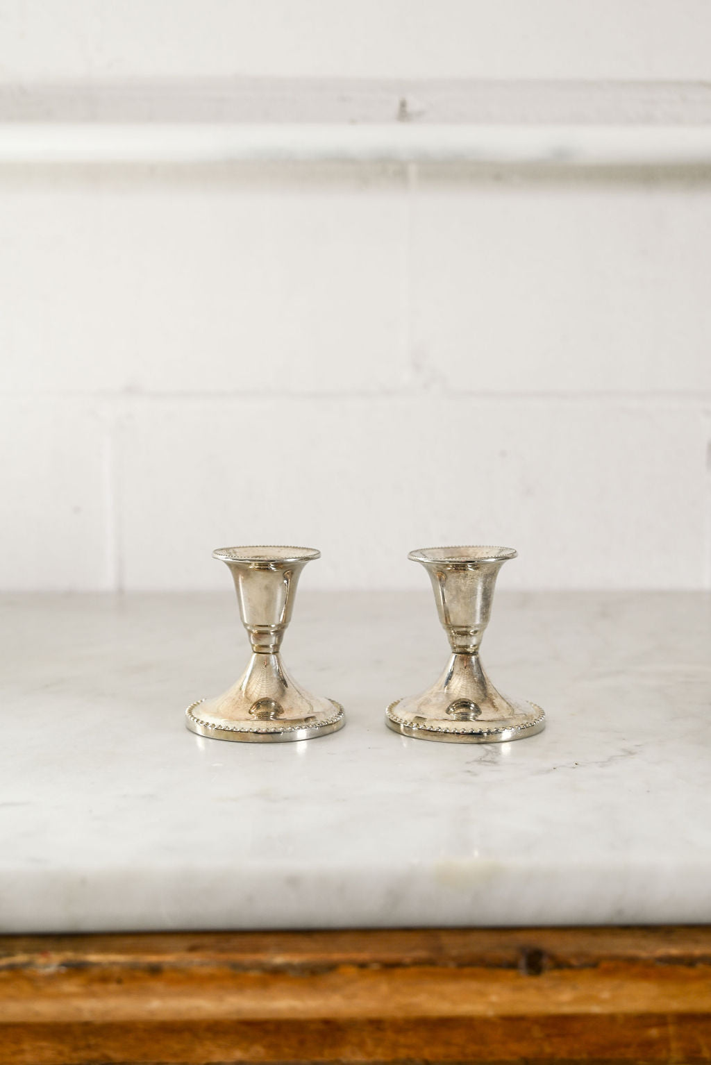 vintage pair of silverplate candlesticks