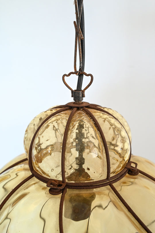 vintage oversized murano caged pendant lights