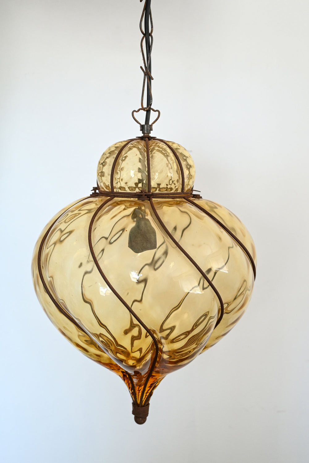 vintage oversized murano caged pendant lights