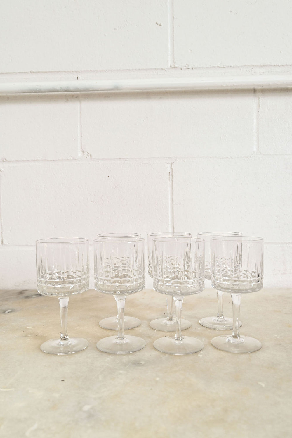 vintage french wine glasses, set of 7
