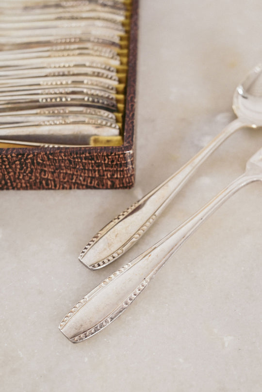vintage french silver plated flatware, set of 24