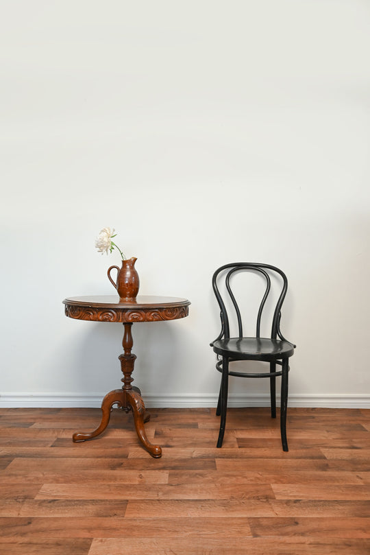 vintage round wooden accent table