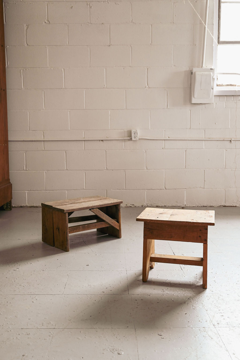 vintage french wood stool