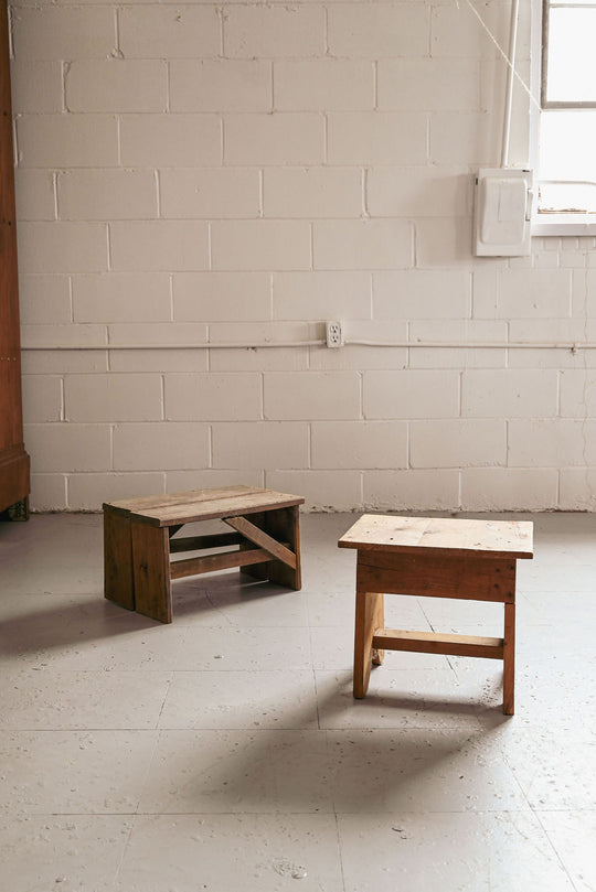 vintage french wood stool