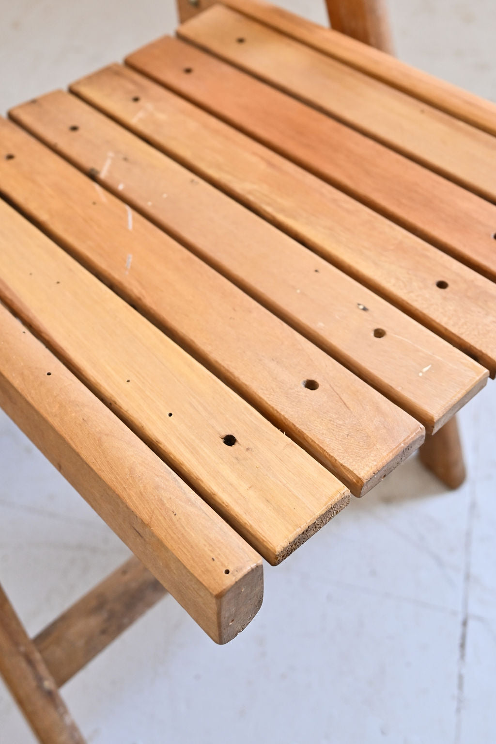 vintage French wood folding chairs, set of 2