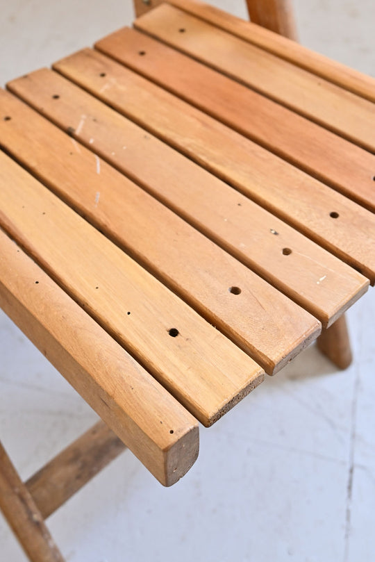 vintage French wood folding chairs, set of 2