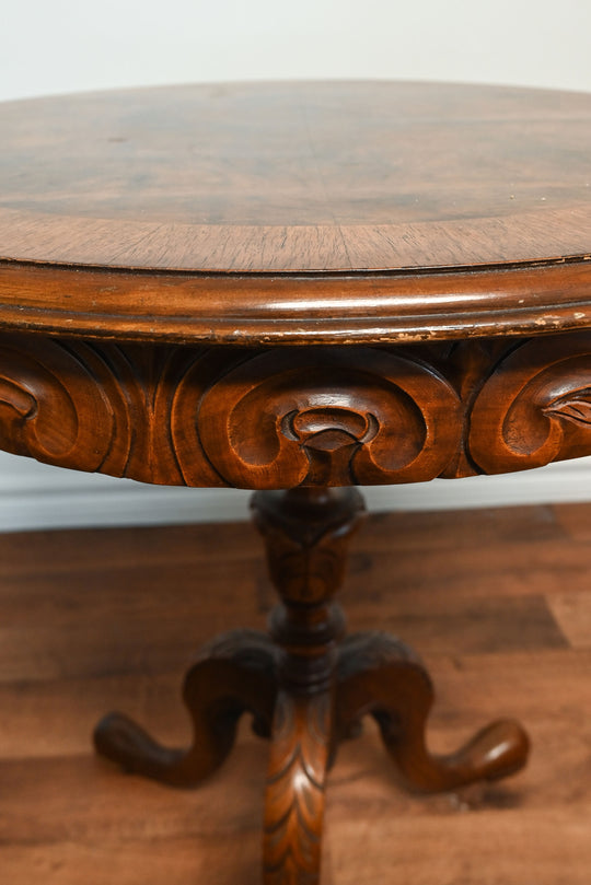 vintage round wooden accent table