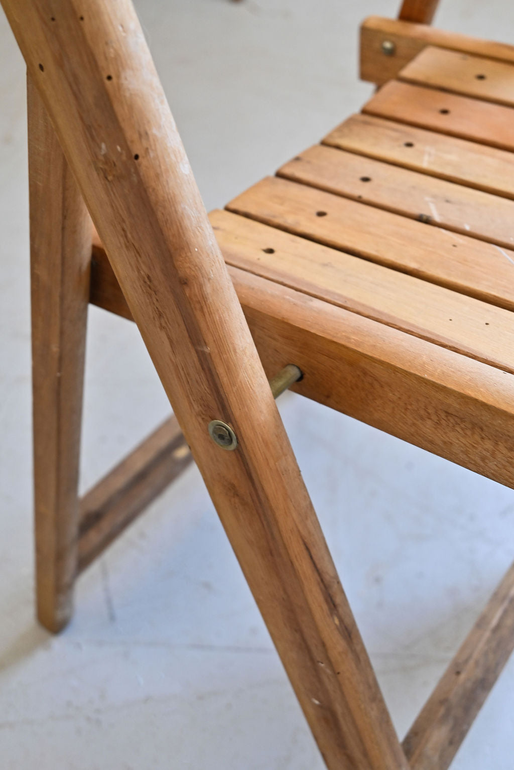 vintage French wood folding chairs, set of 2