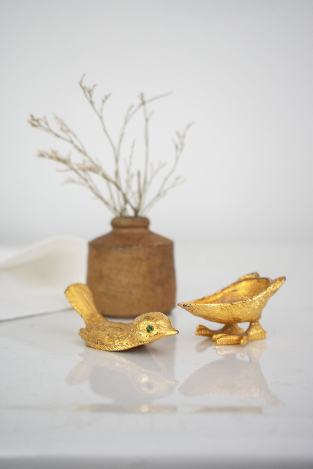 vintage gold bird pill box
