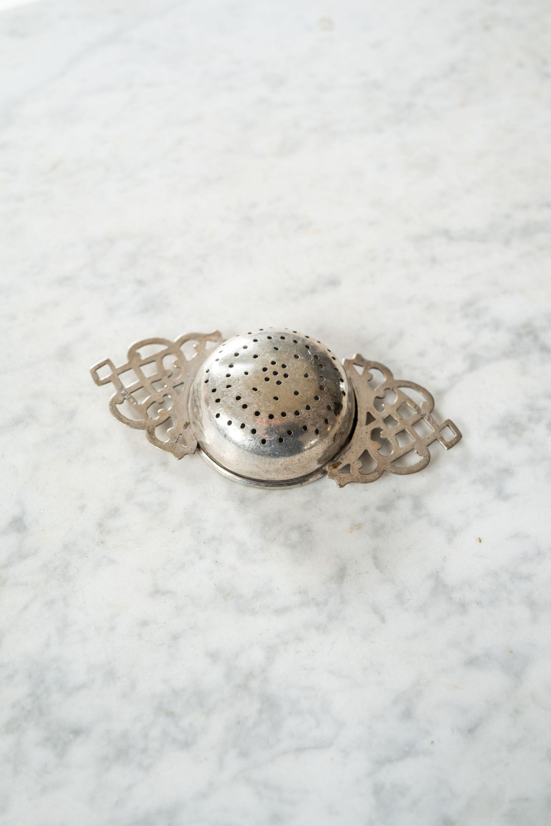 vintage french tea strainer and monogrammed bowl