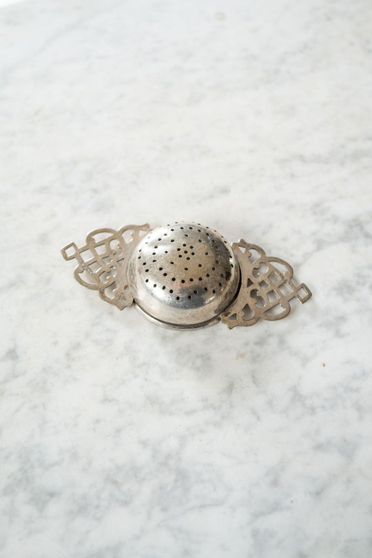 vintage french tea strainer and monogrammed bowl